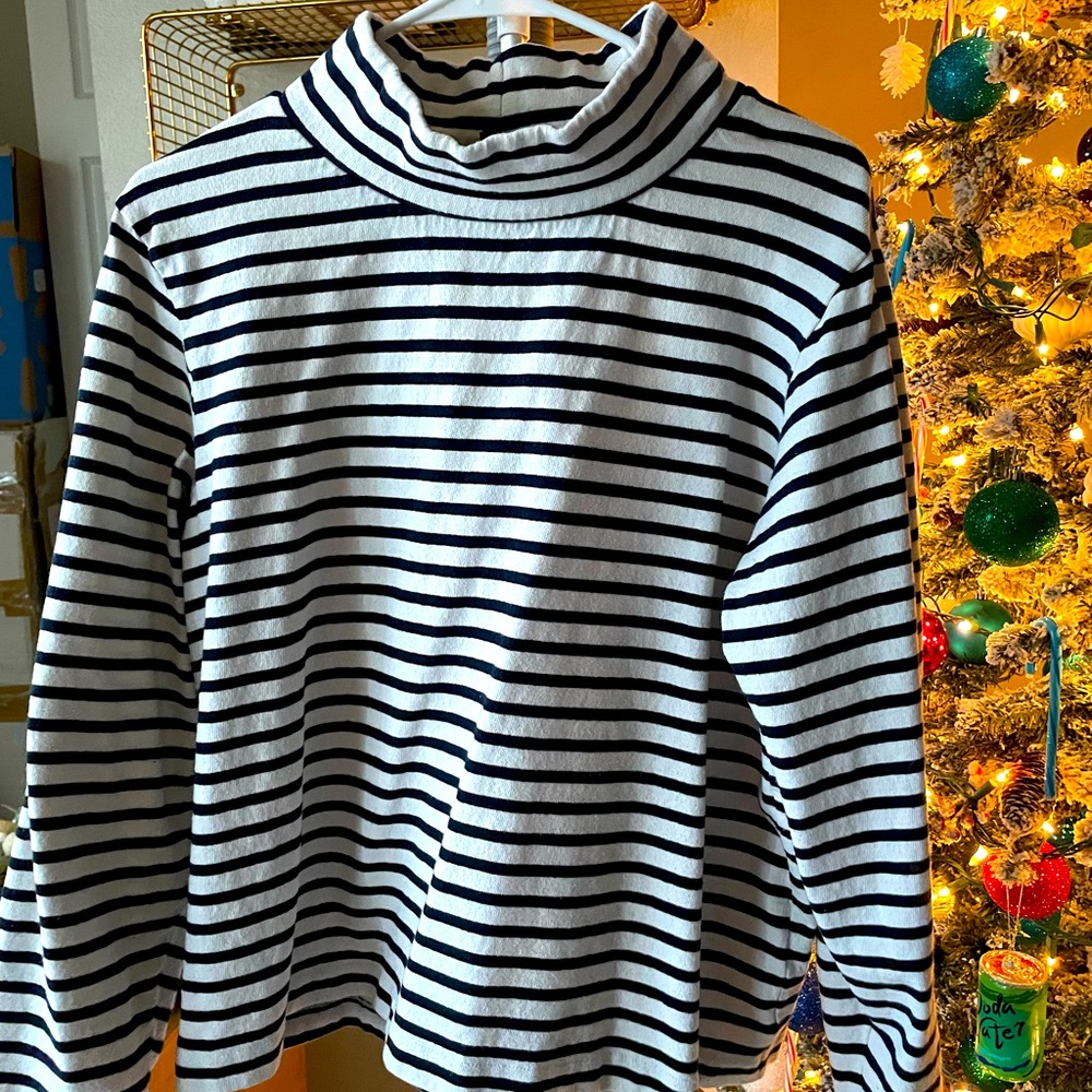 J Crew striped mock neck top